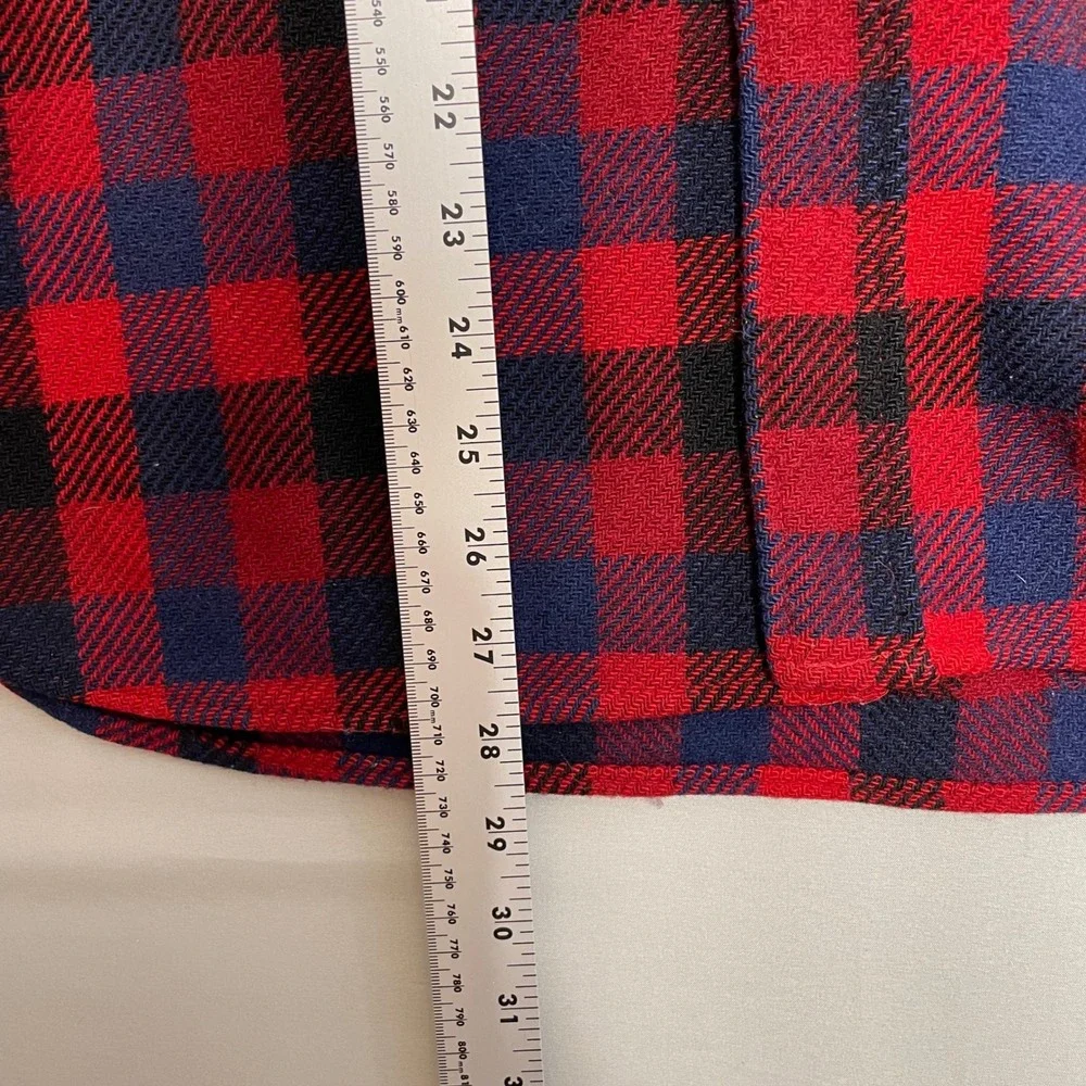 Vtg 70s Pendleton Wool Shirt L‎ Red Navy Buffalo Plaid Lumberjack Trail USA